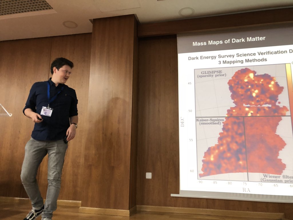 Sam_Farrens's tweet photo. @DEDALE_FET also in action at #cosmo21 Niall Jeffrey showing some very cool dark matter maps. https://t.co/PE6pFAIsYJ