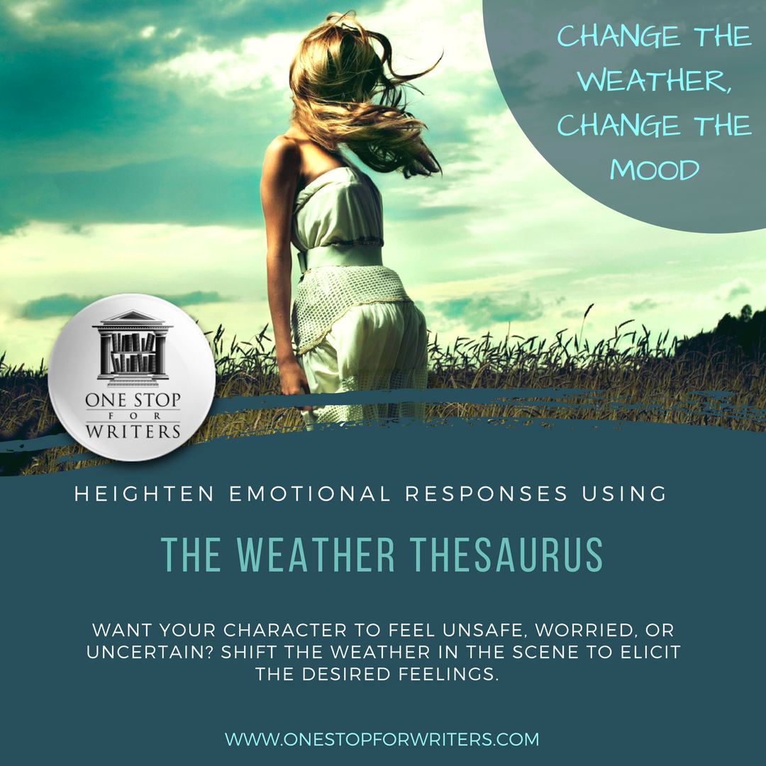 AngelaAckerman's tweet photo. Want to bring more EMOTION and MOOD into a scene? Power up important story moments using One Stop's database of weather description: https://t.co/7Tk6Ho44cg #writing #writetip https://t.co/2QmF4FGvMW