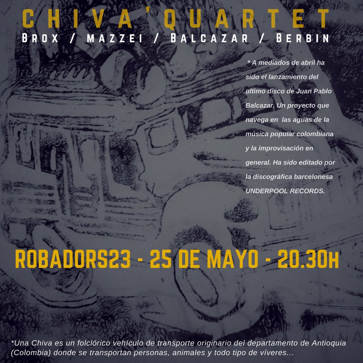 Demà Divendres a <a href="/23robadors/">robadors 23</a>  presentació del disc Chiva'Quartet!! No us ho perdeu!!