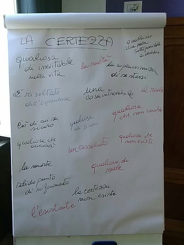 LCU_Students's tweet image. Un piccolo schema riassuntivo di come i ragazzi definiscono La #Certezza! #ProteoBrains2018
