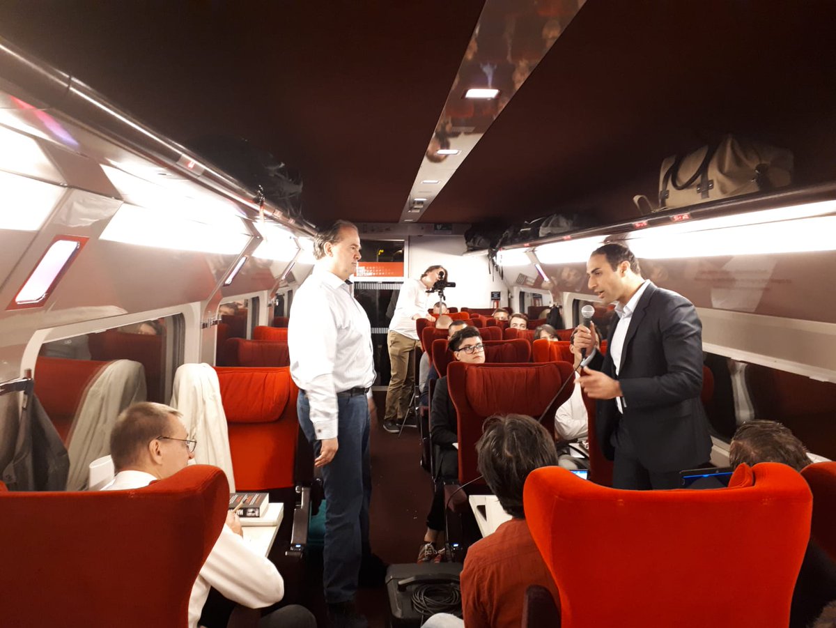 VivaTech's tweet photo. There's so many pitches happening at #VivaTech! There were even pitches on the @Thalys_en train coming into Paris today! 🚄 Pitching fever here! 🔥 https://t.co/UX3cPEtPrG