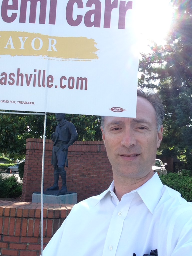 Stumping for my mayoral candidate JEFF CARR  at Boy Scouts HQ on Hillsboro Road