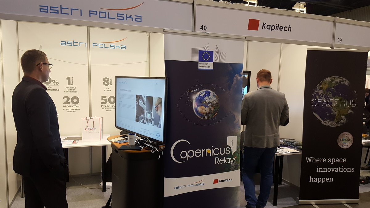 astripolska's tweet photo. Polish @Copernicus_EU Relays consortium - @AstriPolska and #Kapitech - are today at Polish Space Sector Forum 2018 (#FSK2018). Visit us to learn more about benefits from @CopernicusEU programme! | #SpacePL #PolandCanIntoSpace @PLSpaceAgency  @EU_Commission @EUinPL #Poland https://t.co/WYvpIdC0Q3