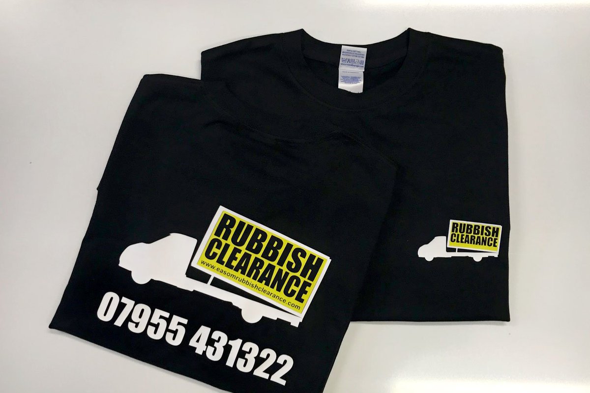GreenSignUK's tweet photo. Printed board and t-shirts for D. Easom Rubbish Clearance

#londonworkwear #signcompany https://t.co/dCVOr0C1Bx