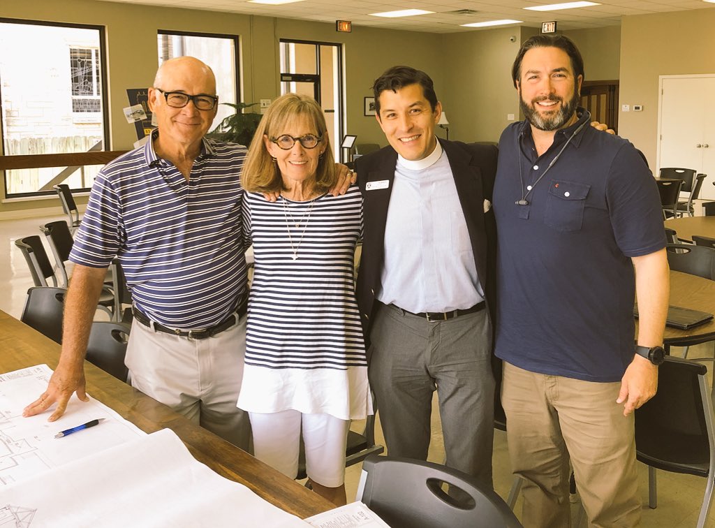 stalbanswaco's tweet photo. #Architect Jaime Beaman of @CasaBellaAustin, Bldg Ctee member Cathy Ratcliff, our rector @zimmermania, &amp; @js_danford  building ctee chair, finalizing designs. Groundbreaking planned for late summer! #ourstalbans #ouronefoundation #churchbuildingproject https://t.co/IlBFF7OOTs