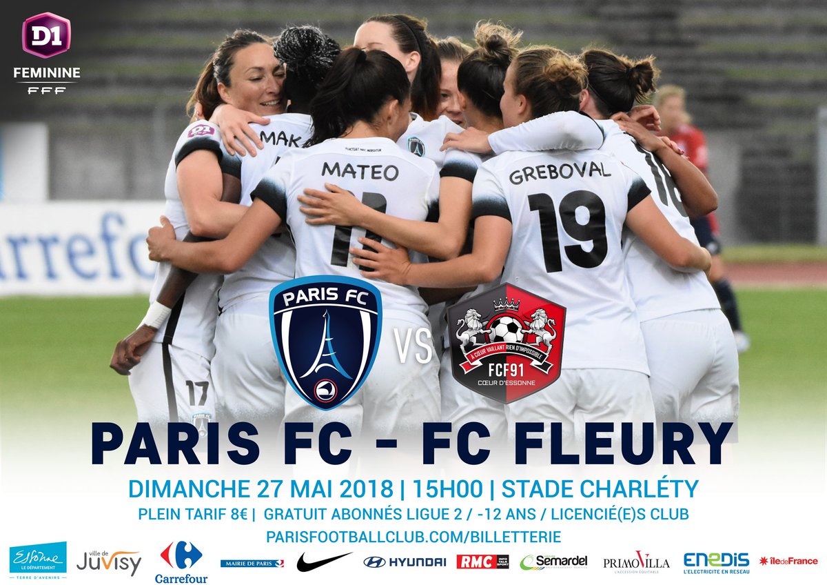 🙆 Le Paris FC reçoit le FC Fleury 91 ce dimanche au stade Charléty pour la 22ème et dernière journée de D1 Féminine #PFCFCF

Présentation et enjeux de la rencontre ⤵goo.gl/rTEs1K