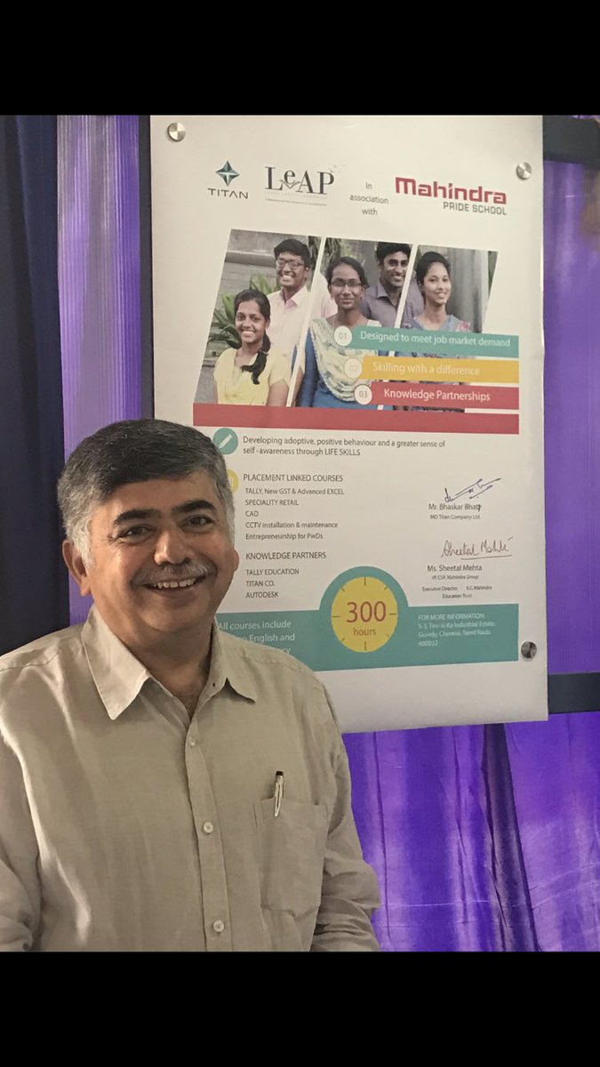 Bhaskar Bhat, MD of Titan Company Limited inaugurated Chennai today Leap Academy for Skilling fully funded by Titan to be managed by us <a href="/naandi_india/">Naandi Foundation</a> as part of Mahindra Pride Schools which has now 1500 class rooms. 🙏🙏<a href="/titanwatches/">Titan Watches India</a> <a href="/TanishqJewelry/">Tanishq</a> <a href="/anandmahindra/">anand mahindra</a> <a href="/SheetalMehta/">Sheetal Mehta</a>