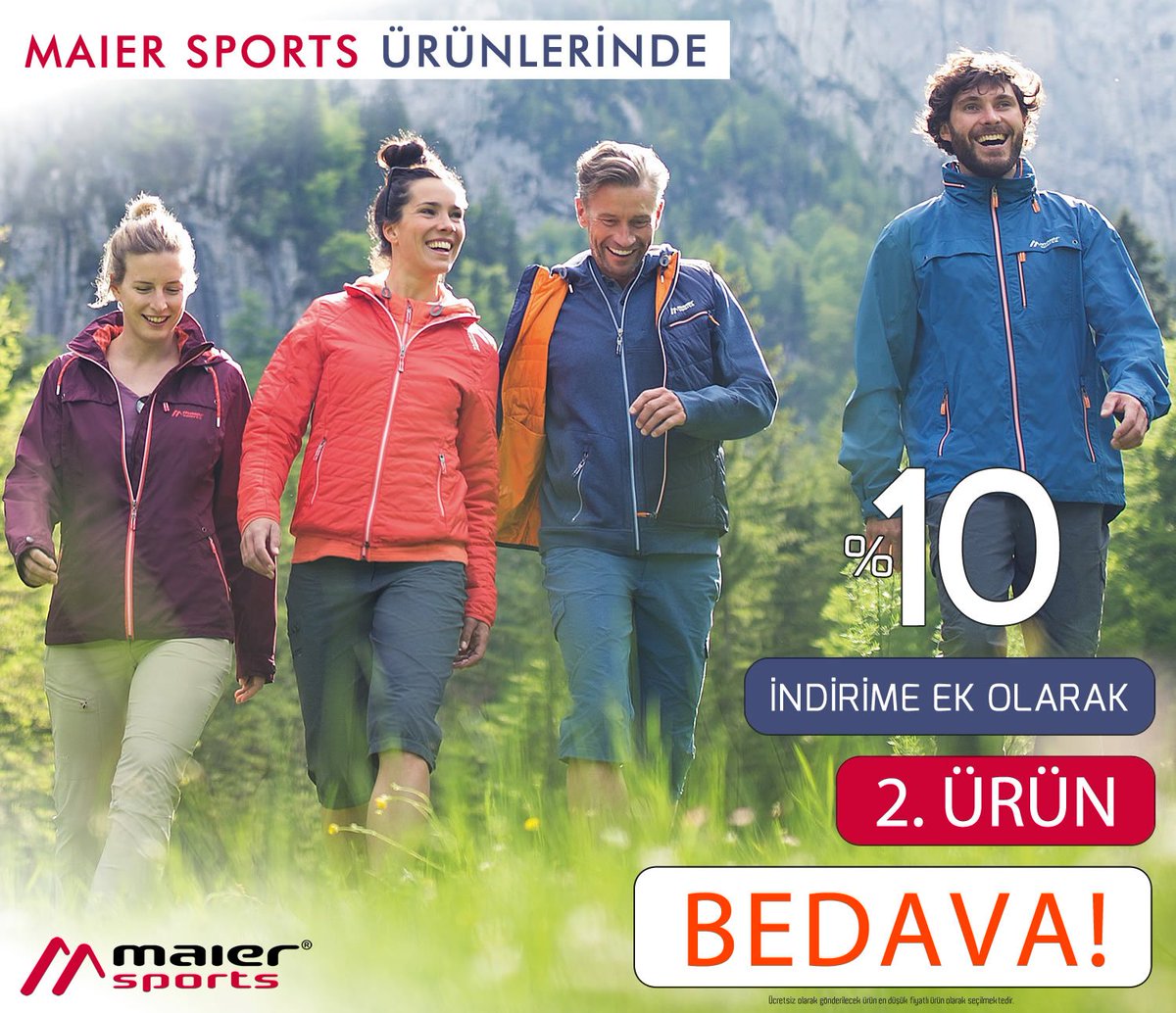 Tüm Maier Sports Ürünlerinde %10 İndirim! Üstelik 2. Maier Ürünü Bedava! #Outdoor #Kamp #Bedava goo.gl/LFzLHb
