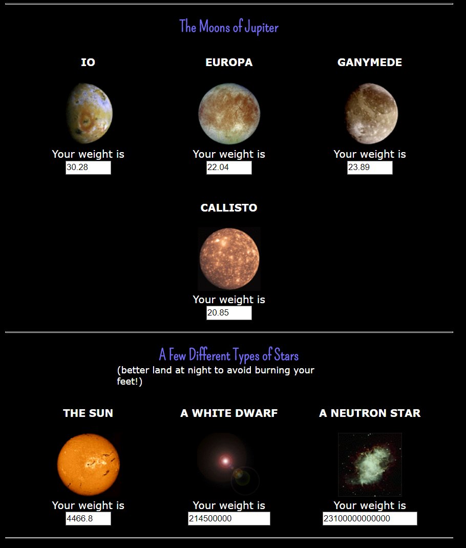 CErSE_US's tweet photo. Easy &amp; fun calculator for knowing weight on other planets and celestial bodies @exploratorium
https://t.co/PwLbHrCMFp

#needanewdiet #diet #space #astronomy #physics #chemistry #EarthScience #STEM #STEAM https://t.co/1hHovm4eHI