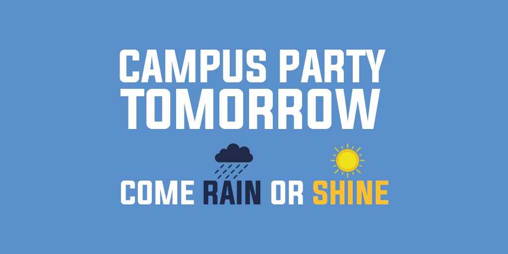 It wouldn't be a festival in the North without the mild threat of rain.🌧️ 
But don't despair - the SU have got you covered (literally). ☂️

🔥 If it rains tomorrow for our FREE CAMPUS PARTY all music stages will be covered! So we can party all day and all night! Oi oi! 🔥