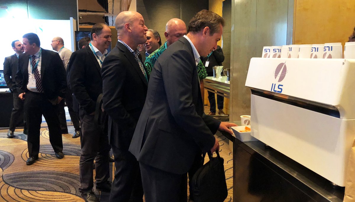 ILSLaunch's tweet photo. More photos from #Australasia #Satellite Forum 2018 where Kevin Reyes, ILS Senior Director, Sales, for the Asia/Pacific, was a panelist. As you can see, the ILS Barista Cart got a ton of attention! #ILS #ILSProton #australia #rocket #rocketlaunch #space #coffee #barista https://t.co/RZHs54JDmH