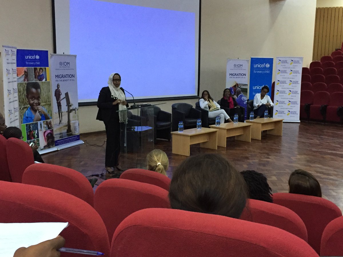 IOM_EHSA's tweet photo. Ms. Mariam Yassin Hagi Yussuf, the Special Envoy on
Children’s & Migrants Rights, the Federal Govt of Somalia: Migrant
children are often abused
#migrationconversation
#childrenonthemove
#UNICEF
#migrationconversationatUSIU
#IOMmigrationconversation https://t.co/M02TjedSl4