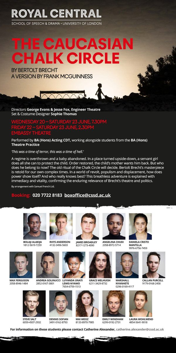 Tickets to our final show Bertolt Brecht's The Caucasian Chalk Circle are one sale!! Rehearsals are in full swing, we are très excited 👶
Link to book: cssd.ac.uk/event/caucasia…