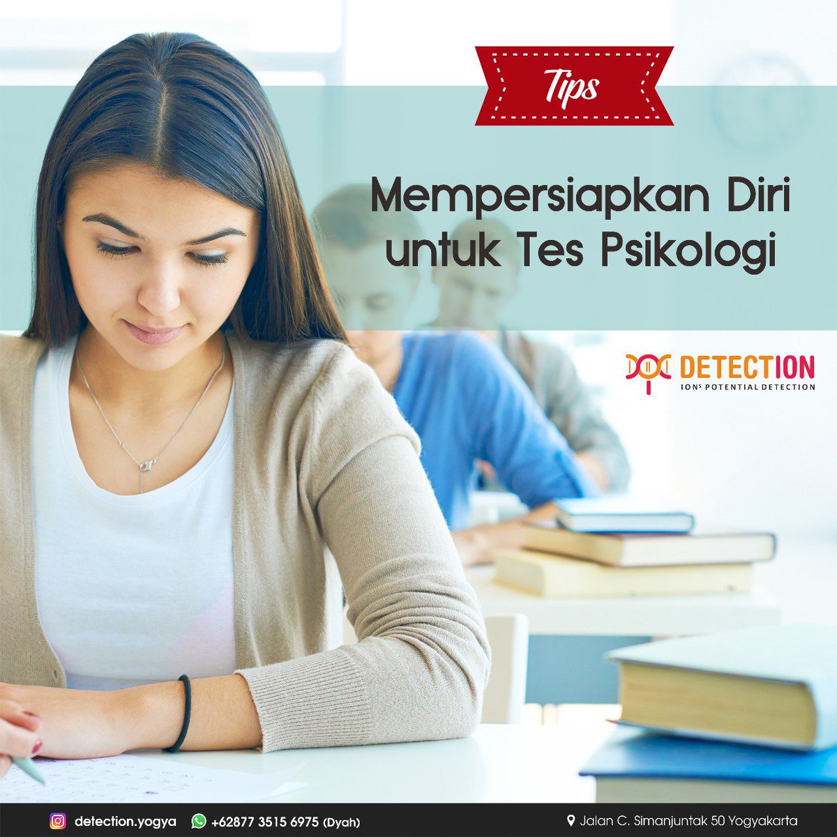 detection_yogya's tweet photo. Persiapan tes psikologi part1:
Banyak orang merasa tes psikologi sebagai momok yang menakutkan, tapi tidak seperti itu lho sebenernya. Berikut adalah tips dalam menghadapi tes psikologi oleh psikolog Detection Veronika Dian Pertiwi S.Psi., M.Psi., Psikolog https://t.co/VCaknQzVFN