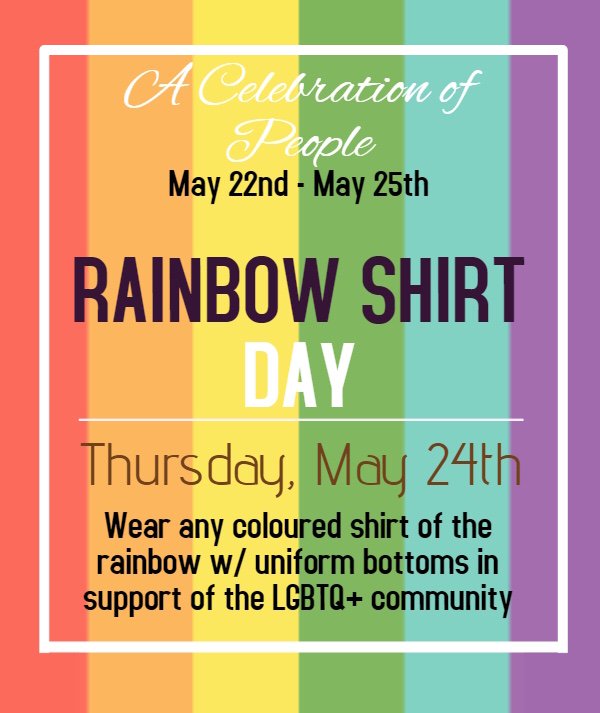 St. Benedict C.S.S. (@stbenedictcss) on Twitter photo Celebration of People week with <a href="/SAC_Updates/">St. Benedict's SAC</a>
Rainbow shirt day today! #WCDSBawesome Celebration of People week with <a href="/SAC_Updates/">St. Benedict's SAC</a>
Rainbow shirt day today! #WCDSBawesome