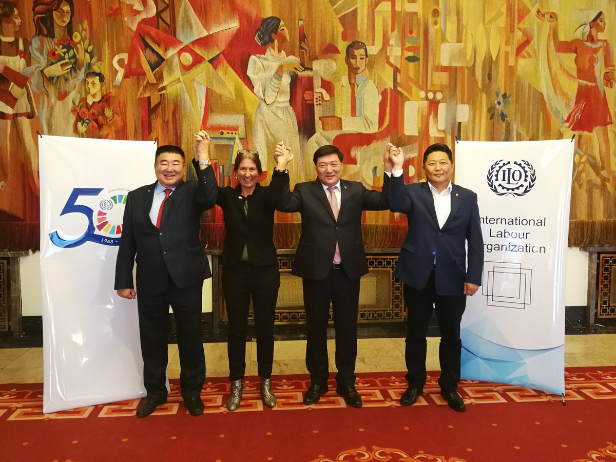Тoday is the day #Mongolia became a member of #ILO, #50Years ago. Mongolia's #SocialPartners and the #ILO held a press conference on this important day and confirmed its commitment to application of #FPRW and promotion of #SocialDialogue.
