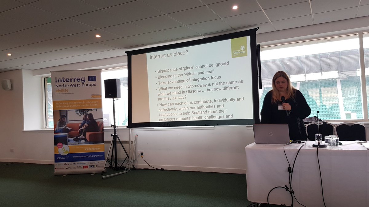 E_Mence's tweet photo. Food for thought from Dr Diane Pennington, talking about 'policy, practice and research in e-mental health for Scotland'. https://t.co/Sz3Pnqr9AR