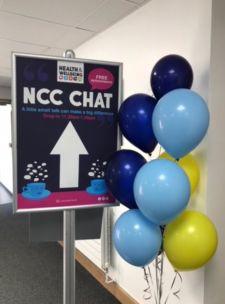 nccg_hwb's tweet photo. NEW!:NCC Chat. Drop-in & chat to staff, external agencies & each other about coping with exams/deadlines & life after NCC. There are free refreshments & it's all happening 11:30am-1:30pm in the NCC Cafe. #Alittlesmalltalkcanmakeabigdifference #NCChat @NelsonColneColl https://t.co/zUO2eCo7aD