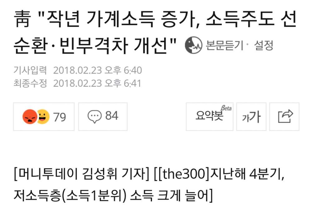 청와대가 문재인의 소득주도 성장으로 작년 가계소득이 증가되어 빈부격차가 개선되었다 밝혔다

????

현실에 맞게 고쳐볼까?

청와대가 문재인의 소득주도 성장으로 작년 가계소득이 '대폭 감소'되어 (중산층이 빈민으로 격하됨에 따라)빈부격차가 개선되었다 밝혔다

서민을 서민답게. 문재인.