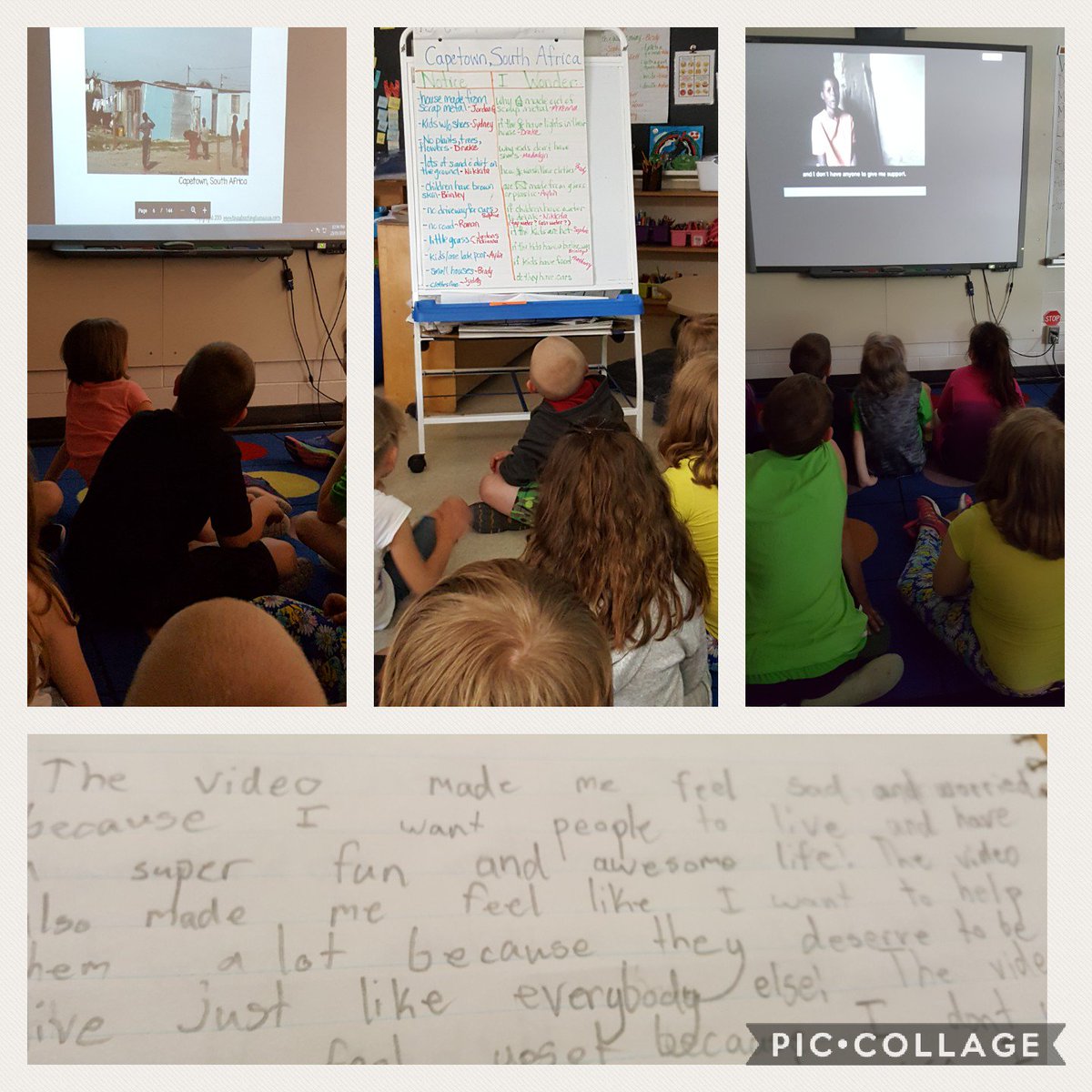 TheresaPallett's tweet photo. 2P students @HPEDSB_POW analyzed a photograph &amp; a video about life in South Africa as we continue our inquiry about global communities. Students noticed &amp; had wonderings about what they saw and heard which led to POWerful reflective writing! @EarlyYears_HPE #excitedlearning https://t.co/mbgFj9wWob