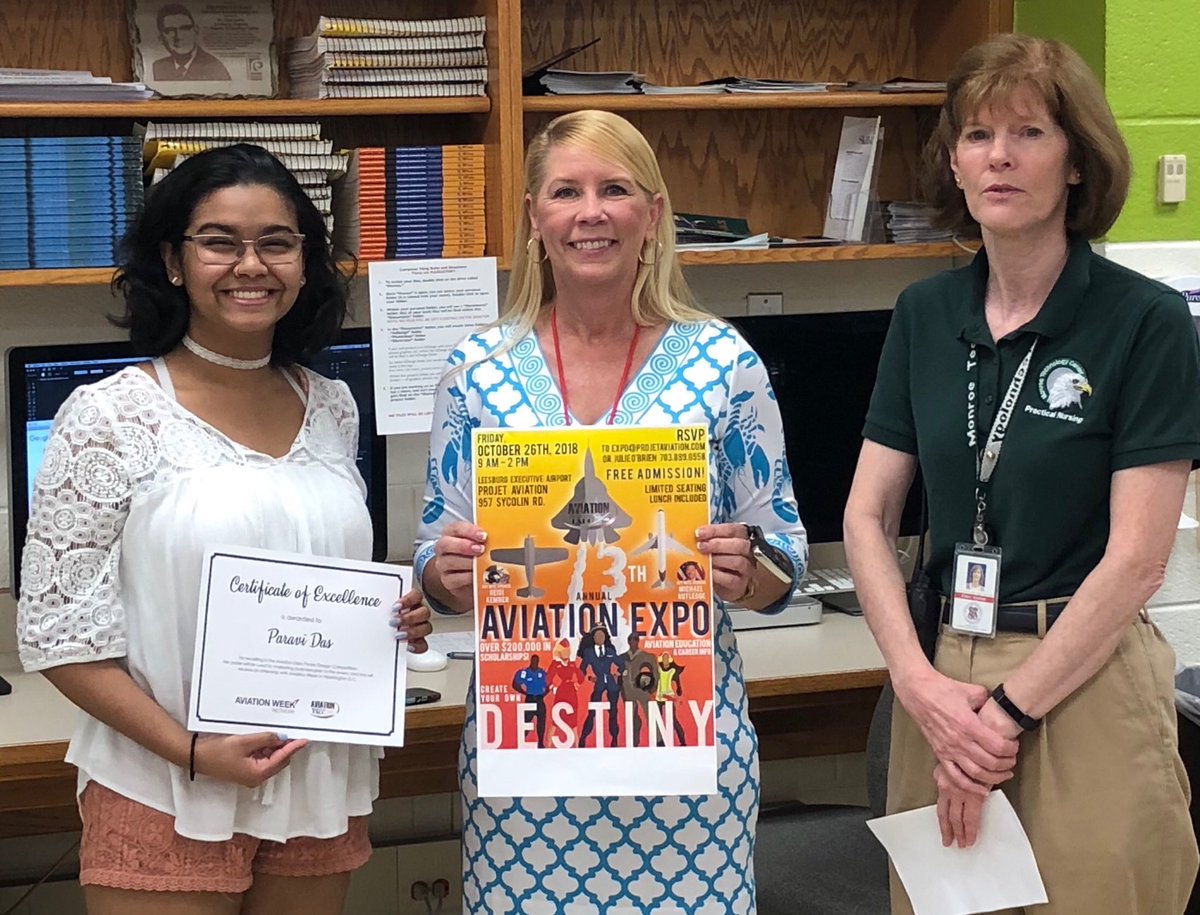 MATA_Graphics's tweet image. Congratulations! Graphics Ss — ProJet’s 2018 Aviation Expo poster design winner won an internship at @AviationWeek. @MonroeTechLCPS @LCPSOfficial