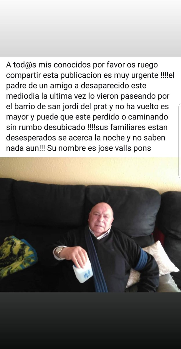 Por favor, RT, des de ayer que no sabemos nada de él 😞 si alguien lo viese que se ponga en contacto conmigo. Es el tío de mi marido.