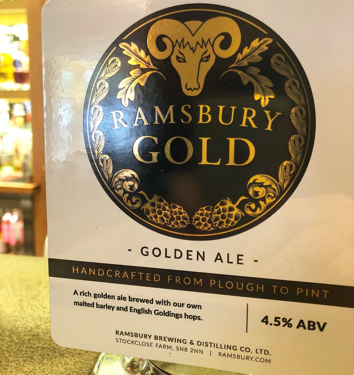 New look for a firm favourite. Ramsbury Gold’s glorious pump clip designs sitting proudly on our bar. Keep an eye open for the reveal of other designs and the new one off range of craft ales coming from @ramsbury_distillery #newlook #newdesigns #beerlogo #ramsburygold