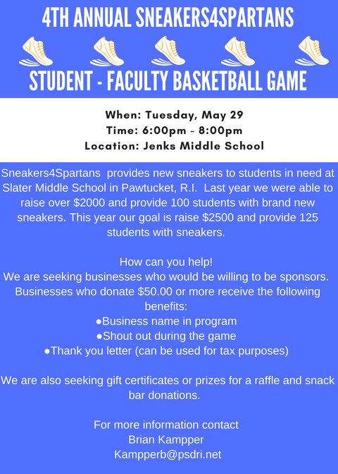 buttabean (@slatermiddlepe) on Twitter photo Still time to help support Sneakers4Spartans donations can be dropped off at Slater Middle School! <a href="/CityofPawtucket/">City of Pawtucket RI</a> <a href="/DonGrebien/">Don Grebien</a> <a href="/EnterPawtucket/">Entering Pawtucket</a> <a href="/TheValleyBreeze/">The Valley Breeze</a> <a href="/SlaterSpartans/">Principal DeCiccio</a> <a href="/CunninghamSTARS/">CunninghamSTARS</a> @Baldwin_School @JenksMSJaguars <a href="/GoffMiddle/">Goff Middle School</a> <a href="/projo/">Providence Journal</a> <a href="/wpri12/">WPRI 12</a> <a href="/ABC6/">ABC6 News Desk</a> Still time to help support Sneakers4Spartans donations can be dropped off at Slater Middle School! <a href="/CityofPawtucket/">City of Pawtucket RI</a> <a href="/DonGrebien/">Don Grebien</a> <a href="/EnterPawtucket/">Entering Pawtucket</a> <a href="/TheValleyBreeze/">The Valley Breeze</a> <a href="/SlaterSpartans/">Principal DeCiccio</a> <a href="/CunninghamSTARS/">CunninghamSTARS</a> @Baldwin_School @JenksMSJaguars <a href="/GoffMiddle/">Goff Middle School</a> <a href="/projo/">Providence Journal</a> <a href="/wpri12/">WPRI 12</a> <a href="/ABC6/">ABC6 News Desk</a>