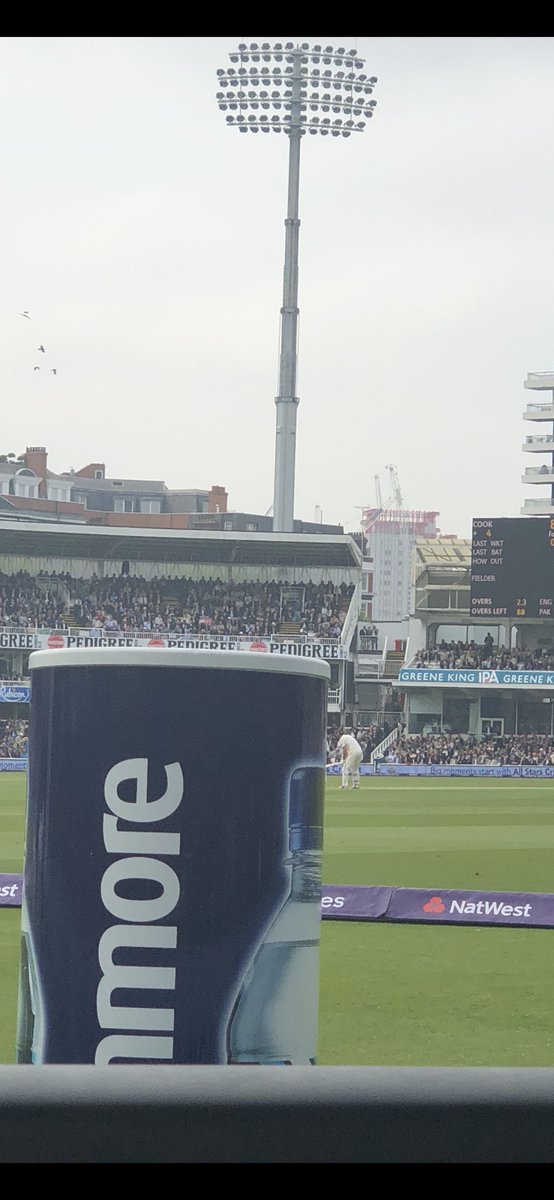 lindseymat's tweet photo. Before (first 30 mins) and after: View from front of Compton Stand at HQ.  Thanks to Roger the steward for resolving so quickly.  #LoveLords Hopefully no damage done to advertising campaign @StrathmoreWater https://t.co/389N9JDJVc