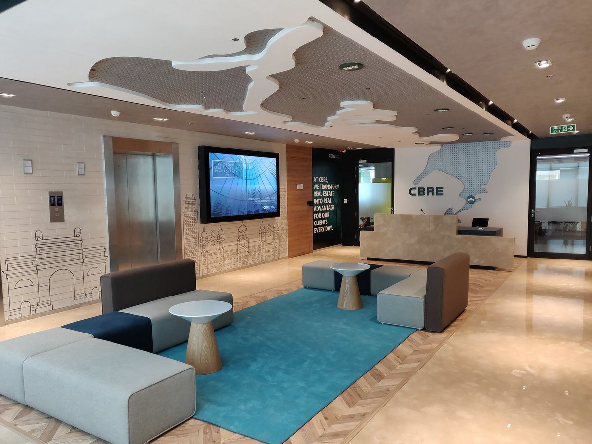 CBRE_India's tweet photo. #IamCBREMumbai

Presenting #CBRE's new Mumbai workplace which provides a highly tech-enabled and trendy environment with collaborative areas, amphitheater &amp; work-café spread over close to 30000 sq.ft. in Mumbai’s Bandra-Kurla Complex

@cbreasia @CBREworkplace #IamCBRE https://t.co/4u4hw0MTtG