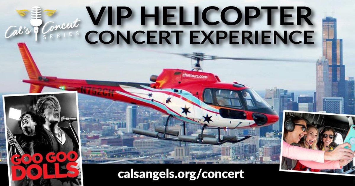 CalsAngels's tweet photo. Live in the city? Fly to Cal's Concert Series from downtown Chicago to the venue in minutes with Chicago Helicopter Experience! You'll arrive and depart in style aboard a luxurious, state-of-the-art helicopter. A truly VIP concert experience! https://t.co/QcAql2Nsor https://t.co/dvHLQQk85O