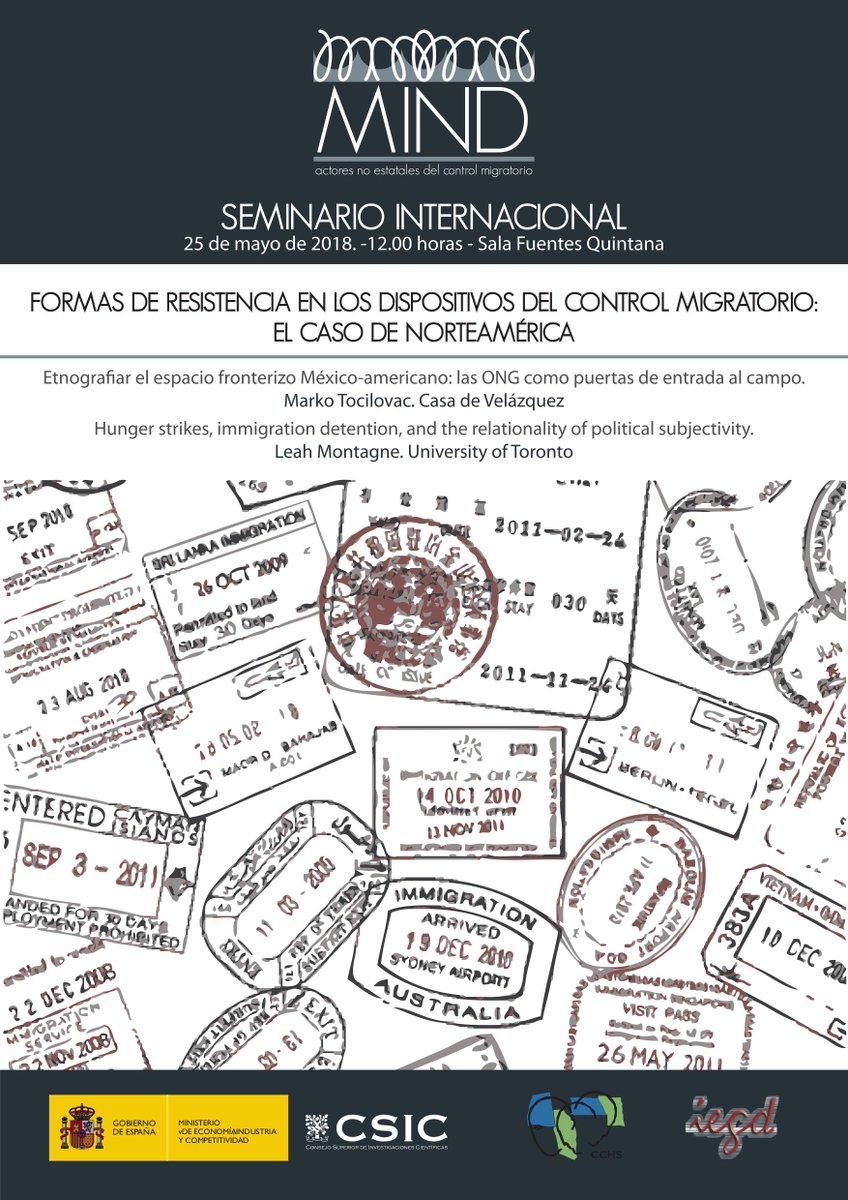 markotoci's tweet photo. Intervengo mañana en el Seminario Internacional: "Formas de resistencia en los dispositivos del control migratorio: el caso de Norteamérica » organizado por Ana María López Sala en el @CCHS_CSIC https://t.co/1UJJrx3P3U https://t.co/ZeiynLoVmT
