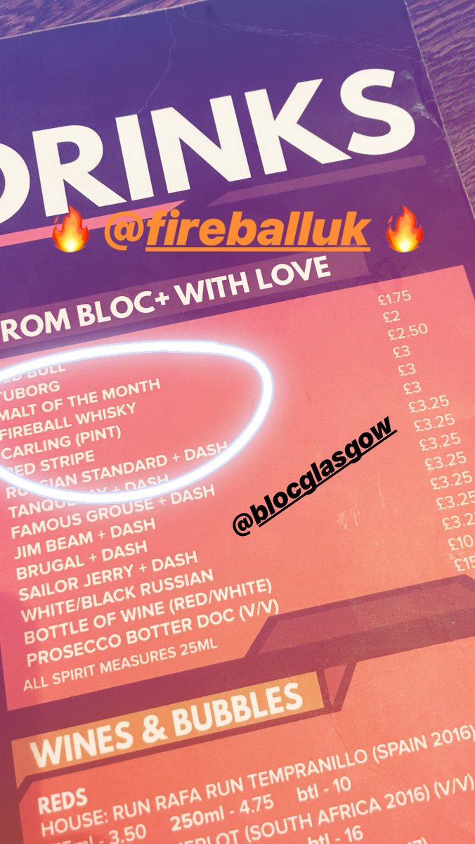 HSLEmilyC's tweet photo. @BlocGlasgow showing you love with chilled @FireballUK shots on the new menu 🔥🔥🔥🔥 https://t.co/pHeoFVU9YF