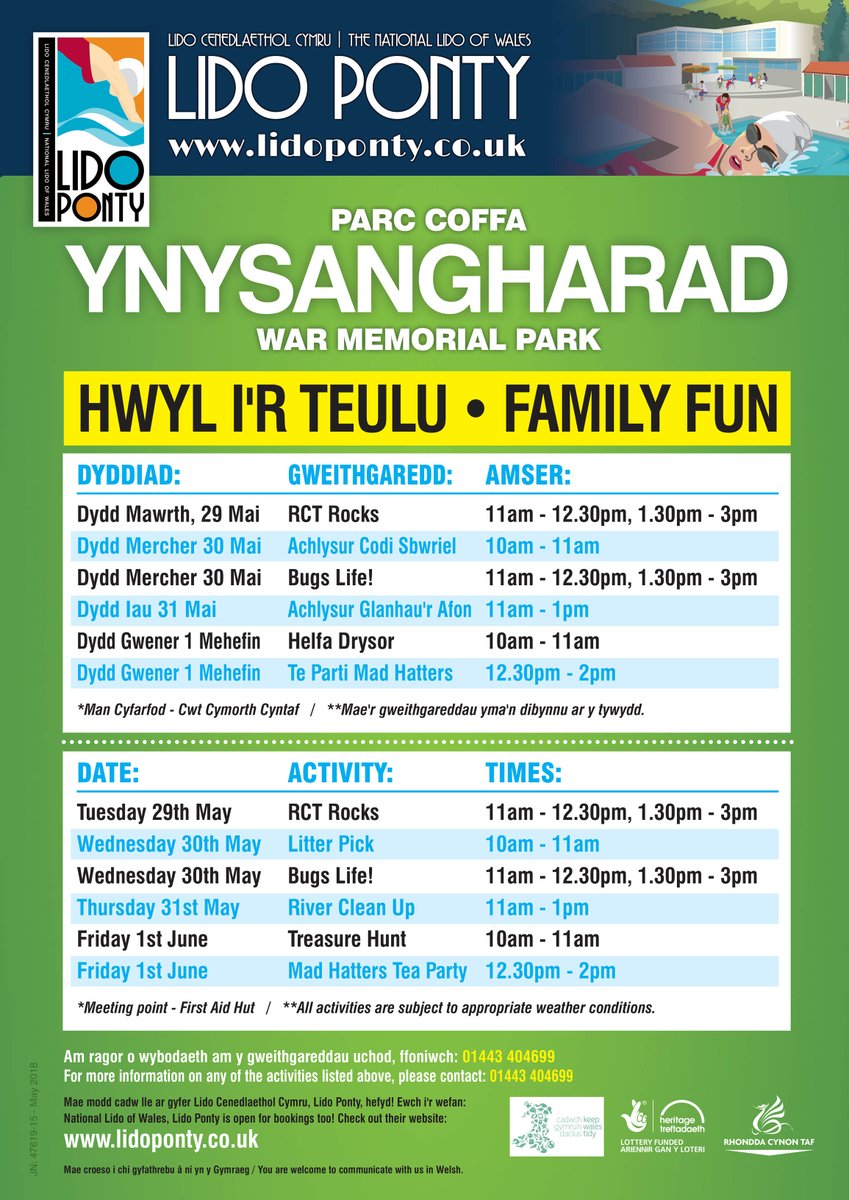 Bug's life, litter pick and river cleanup in Ynysangharad park next week.