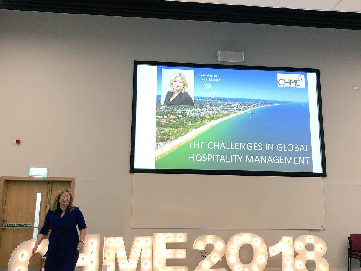 BUTourismHotel's tweet photo. Thank you Dale MacPhee, General Manager Waldorf Astoria Edinburgh @WAEdinburgh for delivering a very informative presentation about global hospitality management challenges from the industry perspective. #CHME18 #hilton https://t.co/NXNdOjxZpr