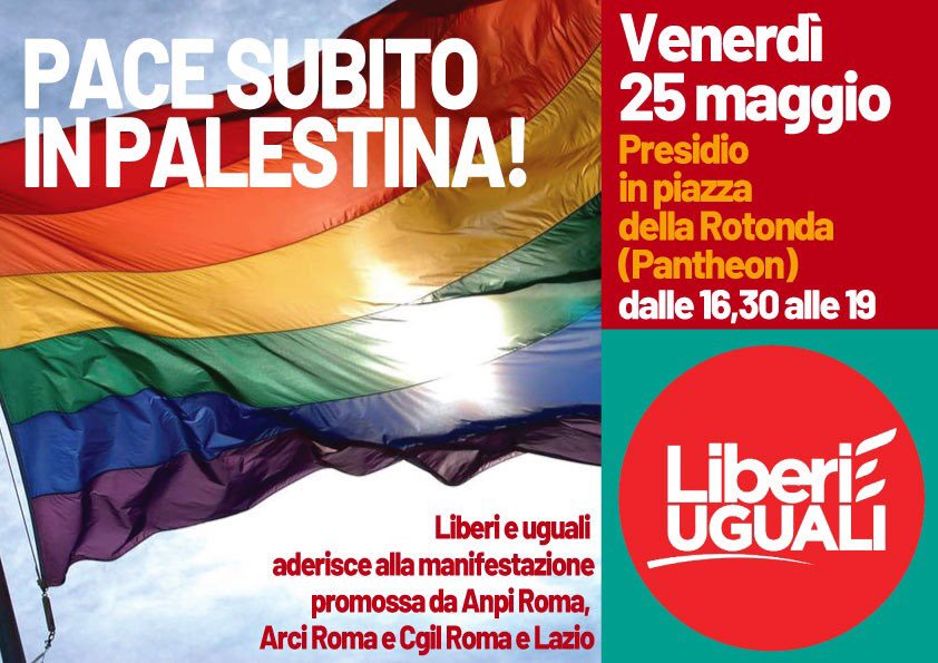 LeU_Trasimeno's tweet photo. 📌Domani presidio in piazza della Rotonda #Pantheon #Roma ⏰ 16,30 - 19,00  #liberieuguali alla manifestazione promossa da @AnpiRoma @ArciNazionale @CgilRomaelazio @liberi_uguali
Fermiamo la strage in #Palestina . ➡️Per la #pace #2popoli #2stati https://t.co/6rgK6JUrPK