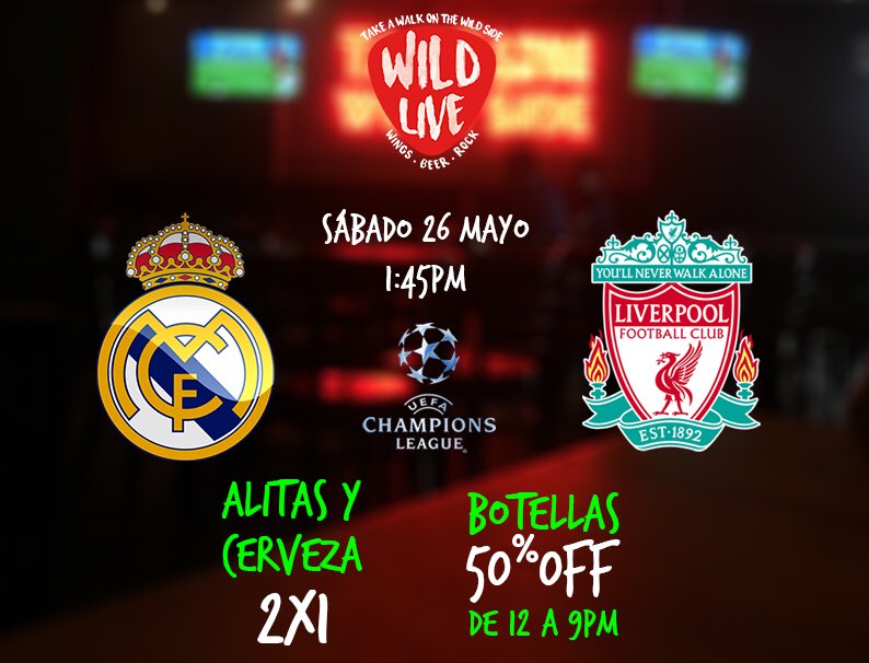 ¡Vive la final de la #Champions⚽️🏆 con nosotros!! El Sábado tendremos #Cerveza y #Alitas 2x1 durante el partido!! #ActitudWild <a href="/CdSatelite/">Ciudad Satélite</a>