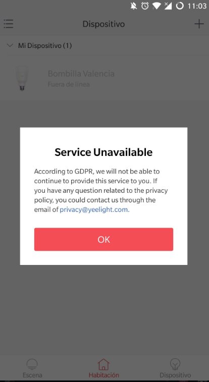 Hi! 

Just letting you know you can't use your lights anymore because we're slathering your data around and GDPR is here.

good luck! bye!