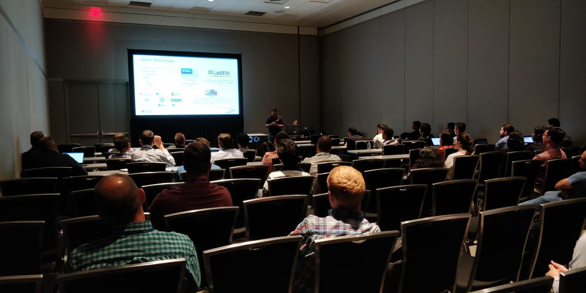 SolitonTech's tweet photo. @SolitonTech and @NIglobal  co-presented a session at NIWeek on Increasing Productivity across  Semiconductor Characterization and Production Test through  Standardization and Platform Reuse. #SolitonTech #NIWeek2018 #Standardization #ValidationFramework #ICCharacterization https://t.co/z30T3B9uVA