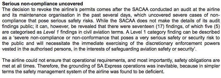 barrybateman's tweet image. #SAExpress the CAA says it found serious safety and standards non-compliance. BB