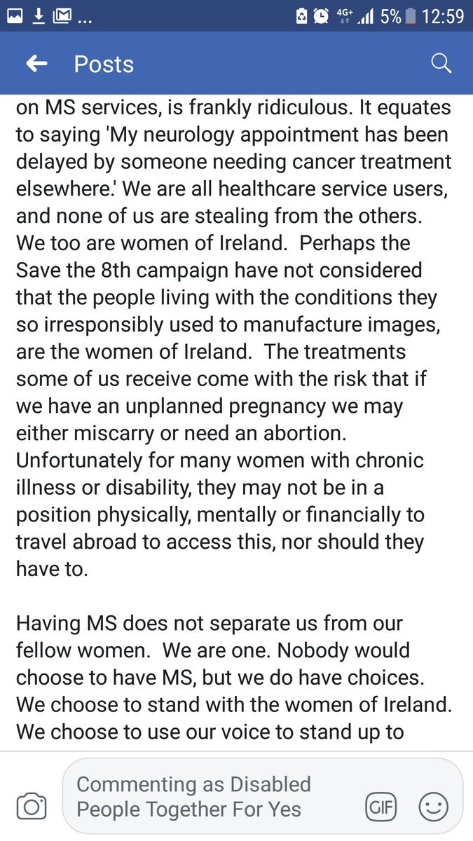 disabled_choice's tweet photo. Statement from people with MS about the use of people with MS as a reason to vote no by Save the 8th. https://t.co/bg8c5WjddI