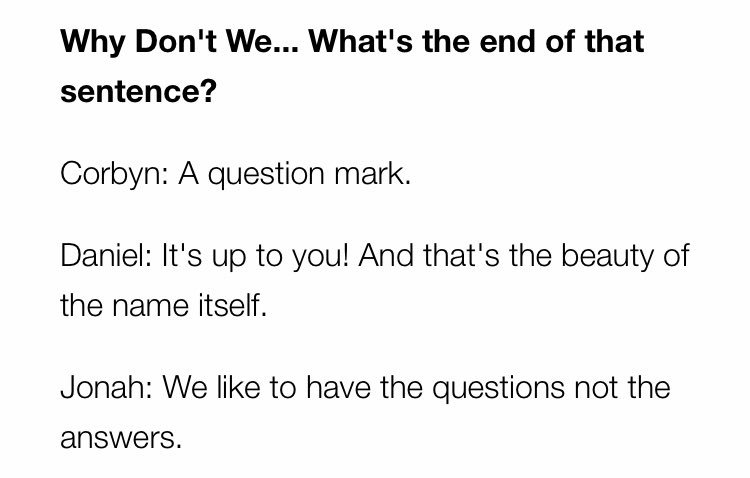 DailyUpdatesWDW's tweet photo. NEW II “We like to have the questions not the answers.” - @JonahMarais about the band name in an interview with @papermagazine https://t.co/FsUsKl82WX