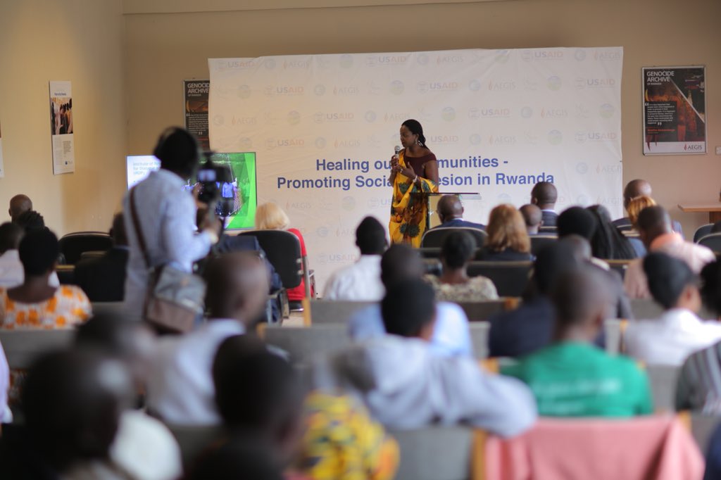 Rosette Sebasoni of @KarunaCenter presents some of the programme achievements for the 2nd year ending in July ‘018: 16 communities have dialogue clubs &amp; youth clubs gathering regularly to discuss &amp; overcome issues and carry out community projects that benefit vulnerable families.