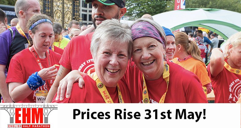 PRICE RISE ONE WEEK TODAY!
Secure your spot on the start-line by joining us before 31st MAY. With limited spaces on all distances, sign up now before its too late - run-ehm.com