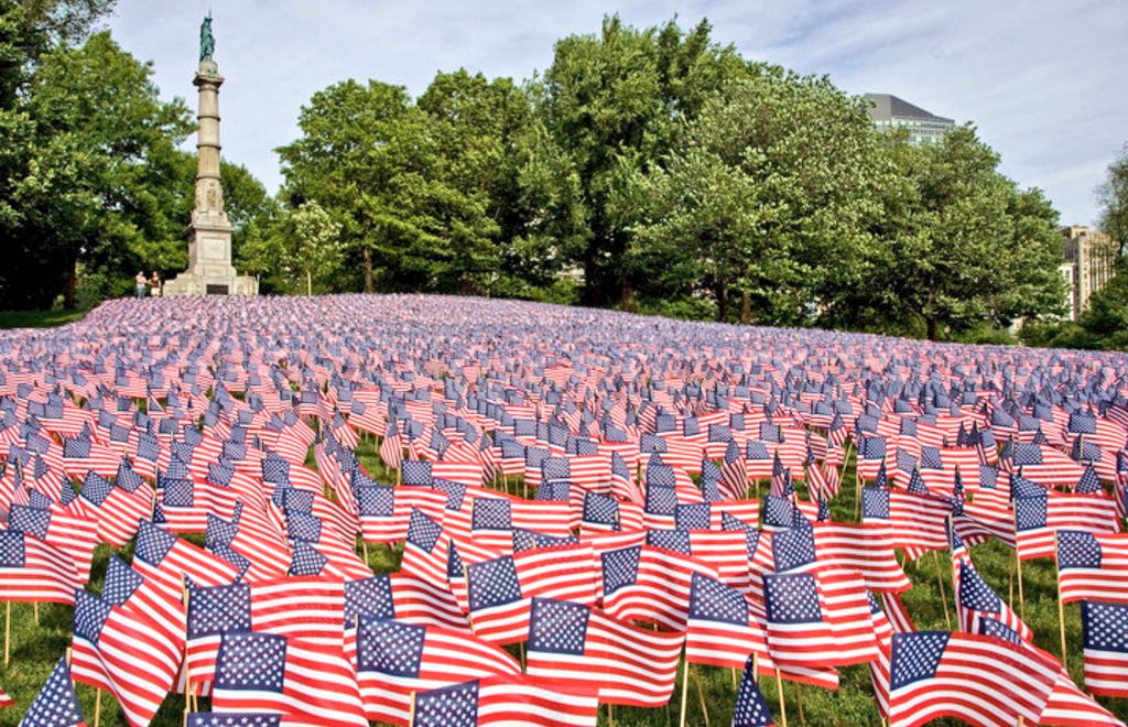 Today at 10:30AM - names of Global War on Terror - Post 9/11 Bay State casuties will be read. Flags in their honor will be planted completing the 37, 268 #HeroesFlagGarden on the #BostonCommon

Each flag represents a fallen Massachusetts Servicemember since American Revolution.