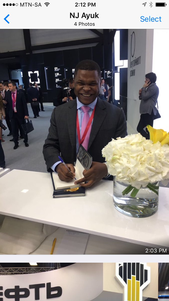 big_barrels's tweet photo. This smile says it all - @nj_ayuk signing copies of @big_barrels @SPIEF in Russia. @SPIEF2018 #goodthingsontheway #watchthis space https://t.co/aOifq0UvDK