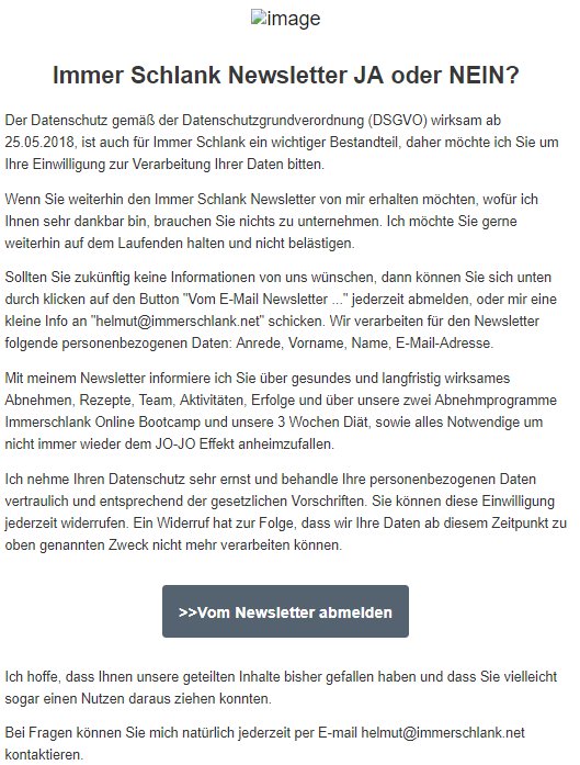 Yeah it's definitely consent if I can't read German to click the unsubscribe button. #GDPRready