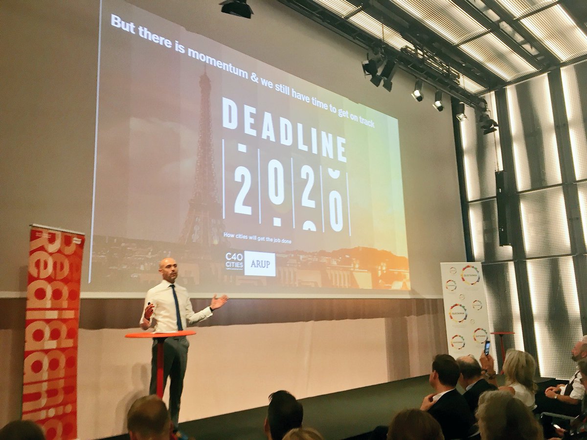 “We are losing the fight against #climatechange. The emissions level are going up again. There is an extraordinary need for new solutions.” @MarkWatts40 <a href="/c40cities/">C40 Cities</a>

#Klima100 #NCEW2018 #dkgreen #cities4climate
