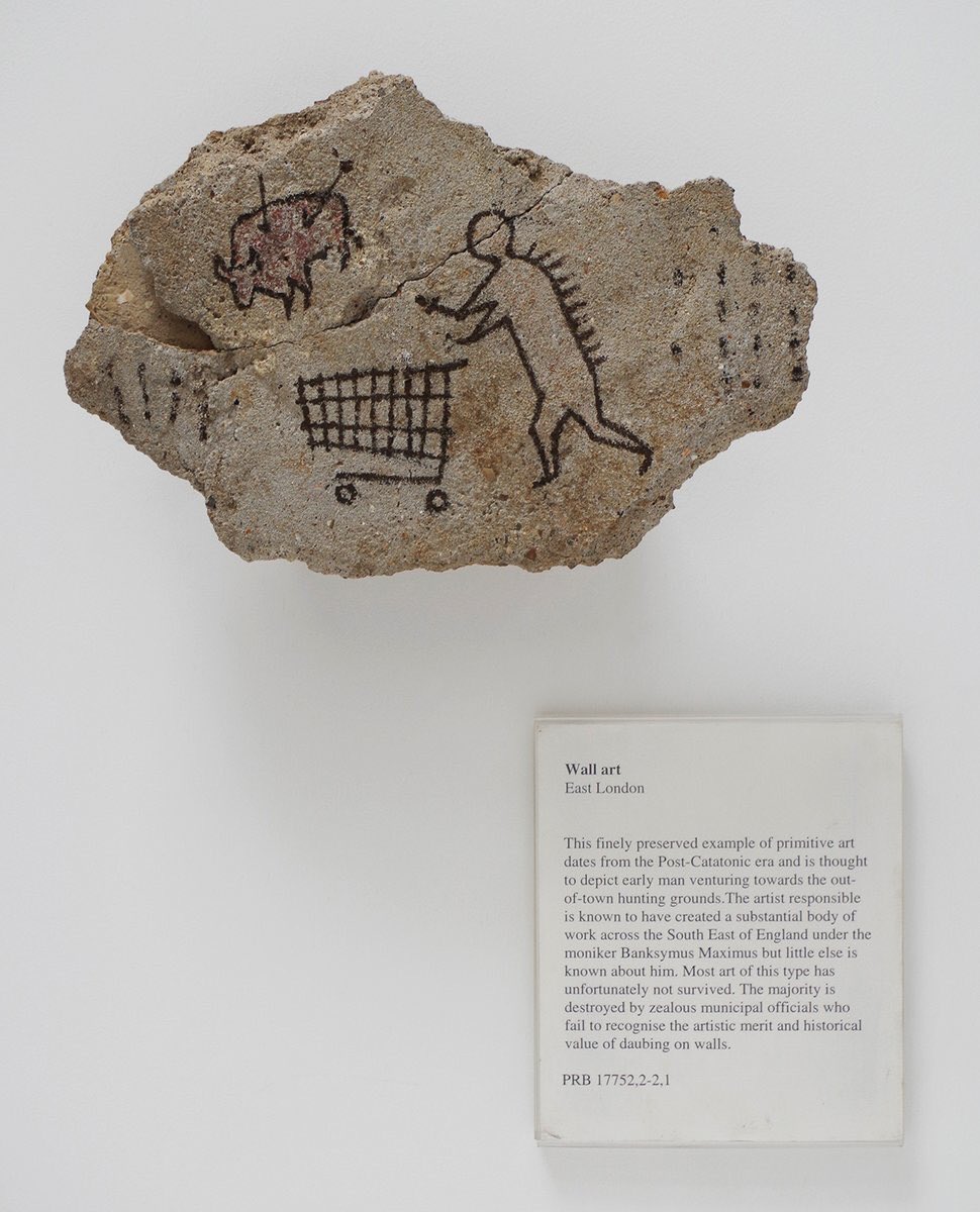 CavemanCompany's tweet photo. Loooool! 🔥 A fake cave painting by #banksy is now back on display at the @britishmuseum 13 years after it was first placed there as a hoax! 😂

Be Banksymus Maximus. #BeCaveman https://t.co/PIxjp17c1C