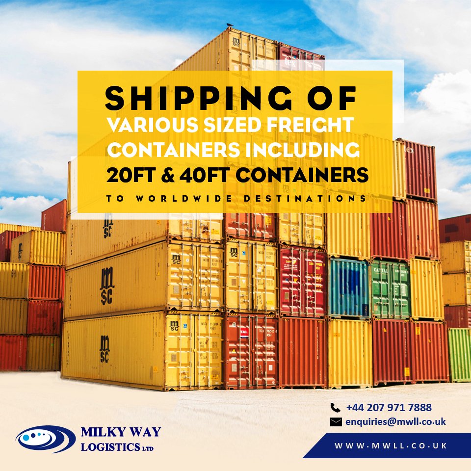 mwlogisticsltd's tweet photo. #MWLL specialise in #movement of #CommercialCargo, we mainly deal with #20ft, #40ftContainers, 40ft #HighCubeContainers.

#MilkyWayLogistics #Service is suitable for #shipping of #BulkCommercialCargo from #UK to #Worldwide #Destinations.

Book now: https://t.co/y6rTVRUek2 https://t.co/5aXVXgrYai